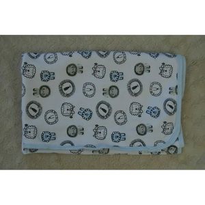 Rene Rofe Lions Baby Blanket Blue Black White Gray Thin Jersey Knit Lovey